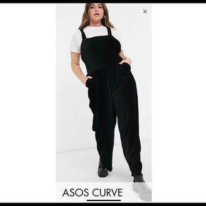 ASOS DESIGN curve x back cord overalls in black